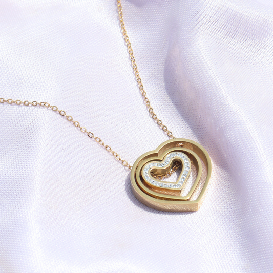 CZ HEART IN HEART NECKLACE