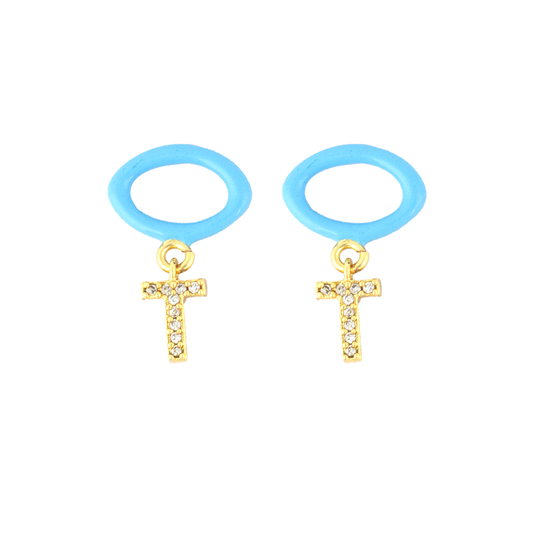 T Enamel Earring
