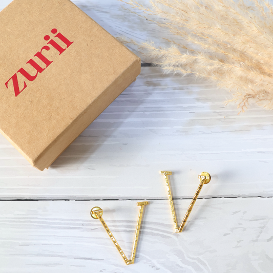 V Alphabet Earring