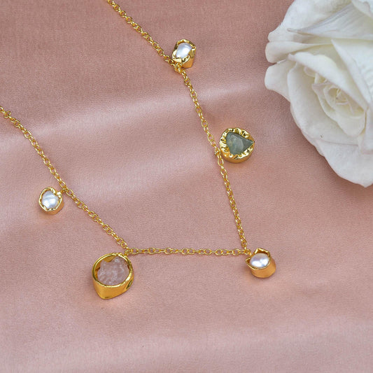 Pearl & Rough Necklace - Zuriijewels