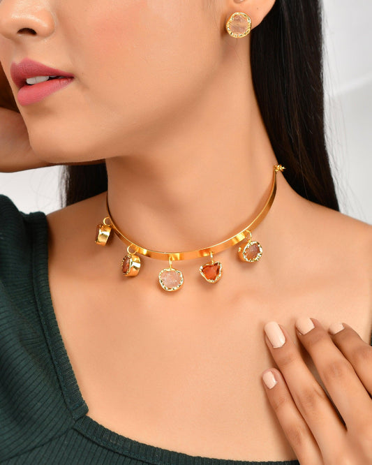 5 Stone Choker Set With Tops - Zuriijewels