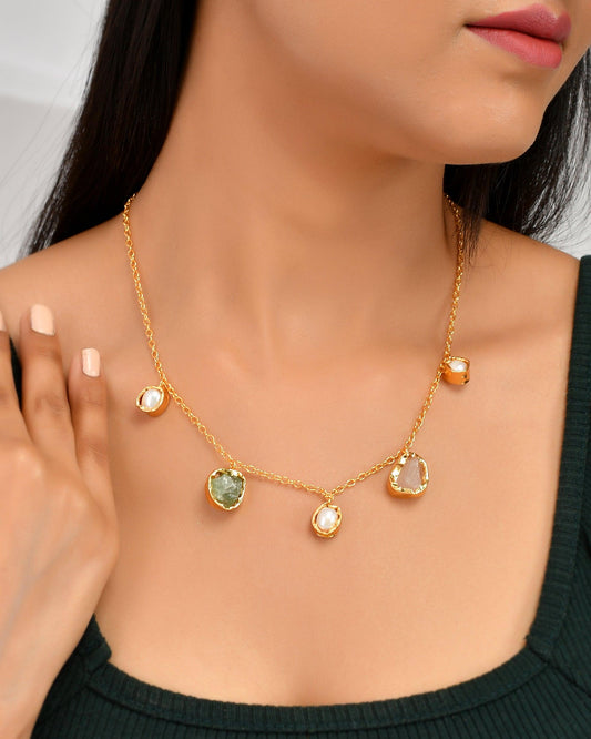 Pearl & Rough Necklace - Zuriijewels