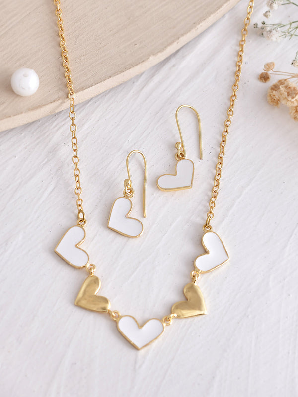 Heart Enamel Necklace set