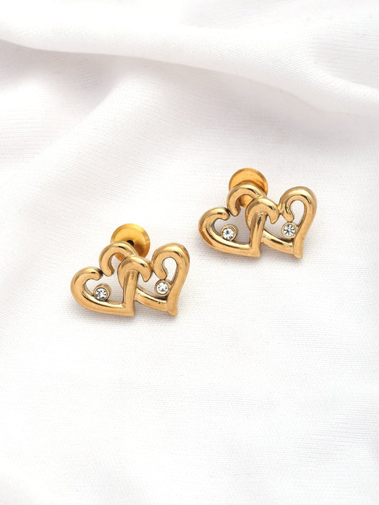 DOUBLE HEART WITH CZ STUDS