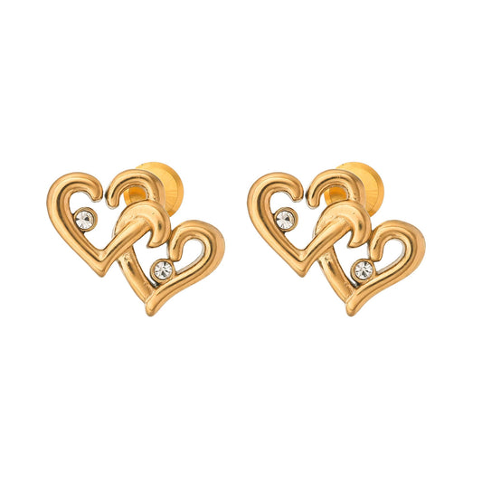 DOUBLE HEART WITH CZ STUDS