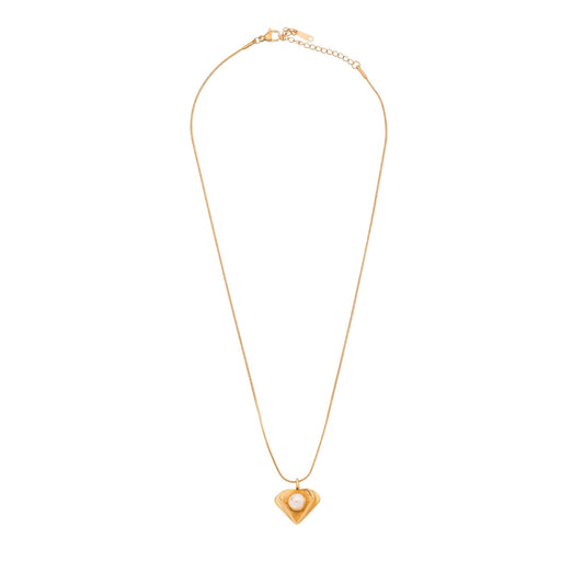 3D HEART WITH PEARL NECKLACE