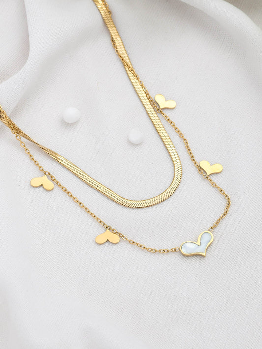 DUAL CHAIN HEART NECKLACE